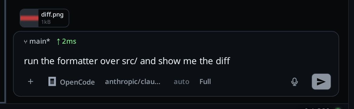 An unfocused pane's stub: its status line on top, the message typed into that thread, and its keys under it.