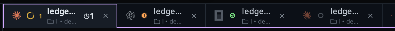 The desktop tab strip, with a close cross on every tab.
