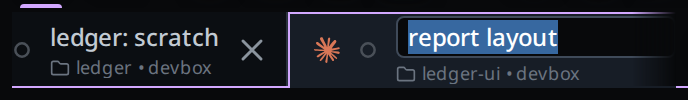 The tab you are in, its name turned into a text field with the name selected.