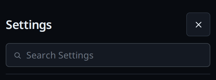 The top of settings: the search box under the title, a magnifier and Search Settings in grey.