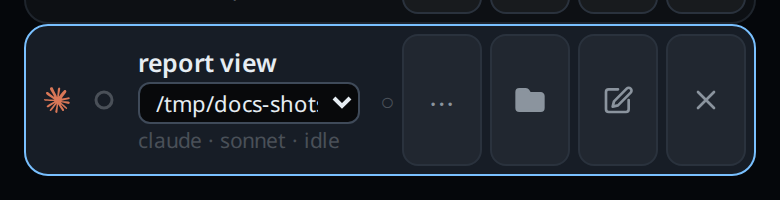 The row's folder line replaced by a drop-down holding the tab's current folder.